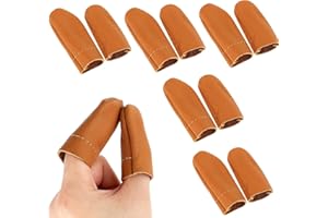 KGJAXF 5 Pairs Sewing Thimble, Leather Finger Protector, Needle Felting Knitting Finger Thimble Guards Tools, Needle Felting Tools, Thumb Protector, Finger Sleeves for Hand Craft Sewing Needlework Handmaking