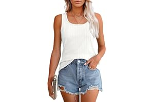 Sampeel Womens Vest Top Ladies Summer Tops U Neck Tank Vintage Knit Twist Sleeveless Clothes