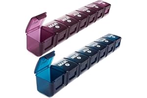 MOSSIME Pilulier Semainier, Piluliers de 7 Jours, Pilulier Journalier, Pilulier AM/PM à 14 Compartiments, Distributeur de Médicaments Pour Huiles de Poisson, Support de Vitamines et Suppléments
