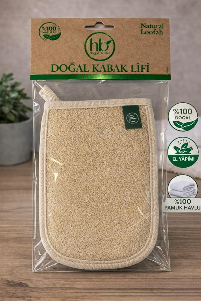 HB Organik Doğal Ürünler Kabak Lifi Vücut Kesesi, Peeling Etkili,%100 Doğal