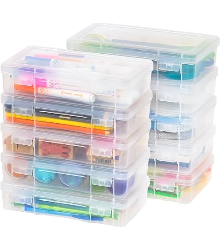 Iris USA Vertikale Aufbewahrungsboxen Transparent – 4 Stück, Stapelbar Mit Deckel | Maße 13x13x20 Cm