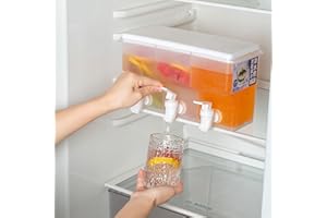 luminiu Distributeur De Boissons 3,5 L Réfrigérateur Distributeur d'eau avec Robinet, 3 Compartiments Distributeur De Boissons Bouilloire Froide en Plastique avec Robinet pour Faire du Thé Et des Jus