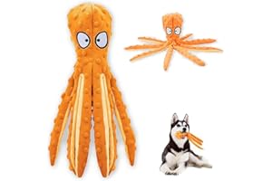 SHOKUTO Squeaky Dog Toy Octopus, Durable No Stuffing Plush Dog Chew Toys, Interactive Dog Toys for Boredom for Puppies Small Medium Large Dogs, Birthday Christmas Dog Toy