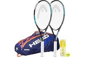 HEAD Lot de 2 raquettes de tennis en titane avec sac Head Team et 3 balles de tennis Head Championship