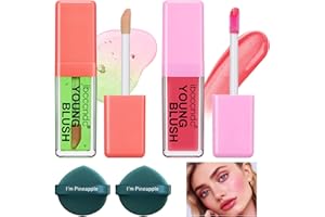 DGUSO Colorete que Cambia de Color, 2 Pcs Bálsamo Labial Que Cambia de Color, Aceite de Colorete LíQuido Que Cambia de Color, Color Natural y Brillo Para Todos Los Tonos Piel, Ligero y PortáTil