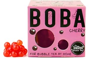 THE *TEASHED Cherry Fruit Juice Filled Popping Boba | Bursting Pearls for Bubble Tea and Dessert Toppings | 150g 3 Servings | Vegan | By THE TEASHED