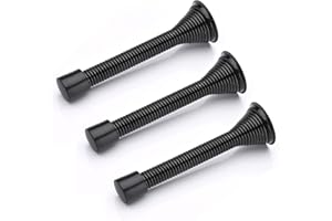 Melofo 85 mm Spring Door Stop 3 Pack Wall Mounted Spring Door Stopper Metal Door Stop Skirting Board Buffer Doorstop with Base Screws Rubber Bumper Tips for Protect Walls and Doors