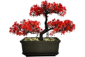 MOVKZACV Plantas Falsas Artificiales Bonsai árbol decoración de la habitación para la Entrada, Dormitorio (Rojo)