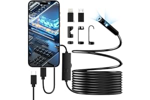 PIPIRICH Endoscope Camera with Light, 1920P HD Borescope with 8+1 Adjustable LED Lights, IP67 Waterproof 16.5FT Semi-Rigid Snake Cord Inspection Camera for iPhone, iPad and Android Phone (Dual-Lens)