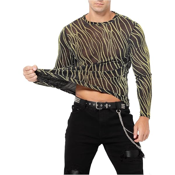 T-Shirt Métallisé Brillant Homme - Paillettes, Manches Courtes - Pour Fête, Club, Cosplay - Taille S-XXL - 2