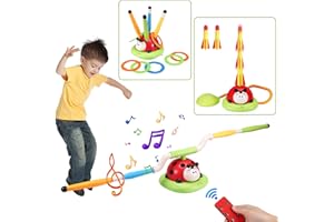 KSSVZZ 3 en 1 Fuera Juguetes Niños, Salto Musical, Toss Ring Game Toys, Cohete Juguete Lanzador para Niños, Deportes y Juguetes al Aire Libre para Las Edades 3 4 5 6 7 8 9 10 11 Juegos Jardin para Niñas