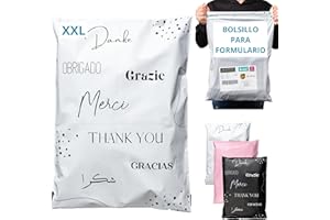 EMBALLAX 20 Bolsas Envio con bolsa portadocumentos- Tamaño XXL 60x45cm - 100% OPACO/ULTRA-RESISTENTE/IMPERMEABLE - Sobres Plastico - Bolsas Envios Paquetes de Ropa - Cajas Envios Paquetes - Packaging