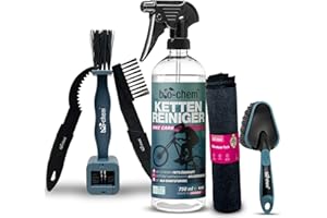 ‎BIO-CHEM bio-chem Kettenreiniger Fahrrad flüssig - Antriebsentfetter - 750 ml + Bürsten + Tuch + Kettenbürste - Effektiv & biologisch abbaubar - Materialschonende Reinigung des kompletten Fahrrads