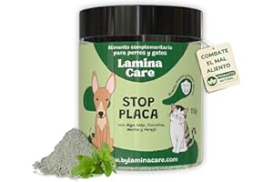 Lamina Care - Polvo para Eliminar Mal Aliento Perros y Gatos con Clorofilina y Alga Kelp, Limpiador Dientes Perro para Reducir la Placa y Eliminar el Sarro Perros, Previene Mal Aliento Perro y Gato