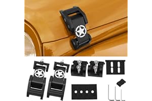 FlyOX Haubenriegel aus Aluminiumlegierung, Schlösser für Jeep Wrangler JK/JKU, JL/JLU & Gladiator JT, Schwarz