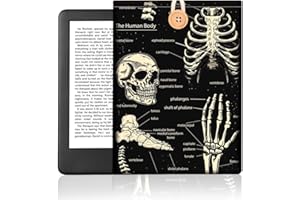 DOODLREAM Skeleton eBook Reader Sleeve for 6-7" e-Reader, Human Skeleton E-Reader Case with Button Closure, Waterproof Memory Fabric Double-Sided Printed Skull E-Book Cover for Screen Protection
