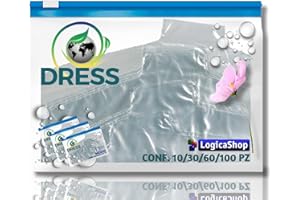 LogicaShop ® Dress - Custodie Copri Abiti Trasparenti Copriabiti Antipolvere Indumenti Armadio Anti Umidità e Antitarme Buste Plastica Polietilene (60Pz, per Cappotti)