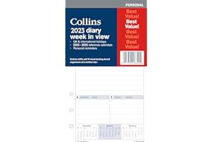 Collins Debden PR2700 - Ricarica per organizer per la visualizzazione settimanale 2023, compatibile con organizer a sei fori (172 x 96 mm), PR2700-23, colore: Bianco