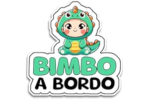 BRATIKI Bimbo a Bordo per Auto, Bambino Dinosauro 16 x 16 cm, Baby on Board Adesivo Auto, Adesivo Bimbo a Bordo per Auto Resistente agli UV e Impermeabile, Bambini Sticker Adesivo Auto