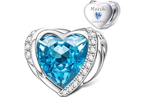 NINGAN Birthstone Charms for Bracelet, Angel Wings 925 Sterling Silver Love Heart Bead Pendant Engraved Joyful,Birthday Mother's day Jewelry Gifts for Women Girls