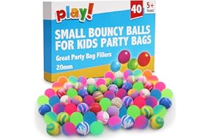SOL 40pk Small Bouncy Balls for Kids Party Bags 18mm Rubber Ball Bag Fillers Boys Toys - High Bounce Colourful Prizes Unisex Birthday Games - Durable Fun Designs School Rewards - For Ages 5+