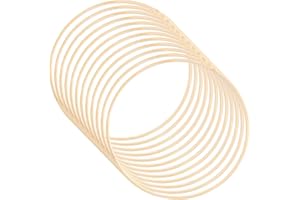 WOPPLXY 12 Pièces Cercle Bois, 20 cm Cercle en Bois en Bambou pour Cercles Attrape Reve, Bricolage Outils,Décoration de Couronne de Mariage
