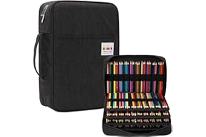 JAKAGO Piórnik o dużej pojemności mieści 304 kredki, wodoodporny, organizer na artykuły pa, do kolorowania, pędzli artystycznych, cienkopisów, zakreślaczy, długopisów żelowych, Czarny, 304