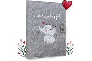 cozy racoon U-Heft- und Impfpasshülle aus Filz| 3- teiliges Set | Hochwertige Hülle für Untersuchungsheft, Impfpass und Versichertenkarte Deines Kindes | Design Elefant