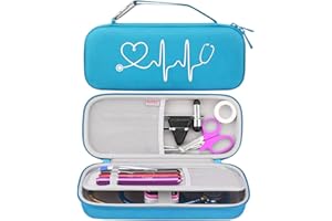 BOVKE Custodia per stetoscopio per stetoscopi 3M Littmann Classic III, Lightweight II S.E, Cardiology IV Diagnostic, MDF Acoustica Deluxe - Spazio extra per Taylor Reflex Hammer e Penlight, Blu