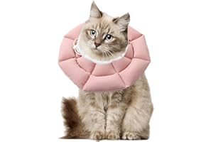 OHCOZZY Collar Isabelino Gatos Lindo, Acolchado con Poliéster Suave, Collar De Recuperación para Gato Post Cirugía para Evitar Lamidas(S, Rosa)