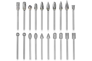 HAOCHEN 20 Carbide Die Grinder Bits, Double Rotary Burrs Set for Dremel Rotary Tool Accessories, Tungsten Carbide Drill Bitsfor Wood Metal Grinding Polishing,Wood Carving Bits with 1/8" Shank Burr Set