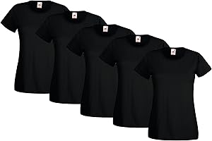 Fruit of the Loom Valueweight 5 Pack, T-Shirt Donna