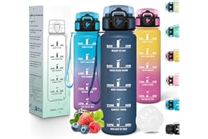 Motswedi Borraccia Bambini, 500ml a Prova di Perdite, Borraccia Motivazionale, Riutilizzabile, Borracce, Senza BPA, Bottiglia Acqua, Borracce Bambini, per Scuola, Palestra, Yoga, Sport, Blu Scuro