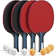 Glymnis Table Tennis Set Ping Pong Paddle Set with 4 Rackets 8 Professional Game Balls and Portable Cover Case Bag for Professional and Recreational Game Indoors and Outdoors