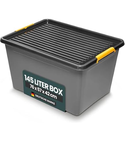 Kreher XXL Aufbewahrungsbox 135 L transparent mit Deckel stapelbar