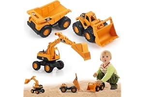 JWTRSVTY 3PCS Véhicules De Construction Enfants, Jouet De Voiture Pelle Enfant, Jouet De Sable Pelleteuse Set, Inertie Pelleteuse Véhicule Jouet, Avec Camion à Benne Basculante, Bulldozer, Excavatrice
