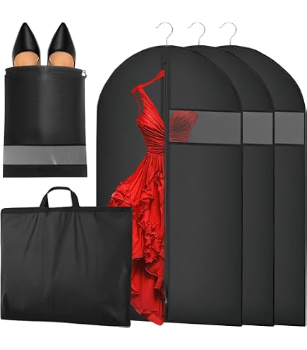 Lot De 2 Housses à Vêtements Longues 180 X 60 Cm + Sacs à Chaussures - Protection Anti-poussière Pour Robes, Costumes, Manteaux
