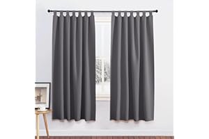 PONY DANCE Cortinas Grises Opacas 2 Piezas Cortinas Aislantes luz con Trabillas Cortina Termica Aislante Frio y Calor Cortinas Dormitorio Cortas, 140x160 CM, Gris