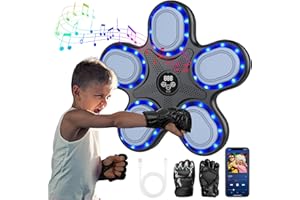 IERAKOR Music Boxing Machine, Electronic Music Boxing Machine with Boxing Gloves, LED Light, Bluetooth, 9 Speeds, 9 Training Modes, Counting Mode, Intelligent Music Box Machine for Children