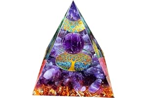 DIVANI Pyramide de cristal de pierre de lune - Lotus de boule d'améthyste - Tour de cristal - Bijoux en pierre écrasée de guérison Reiki de la nature des chakras - 5cm
