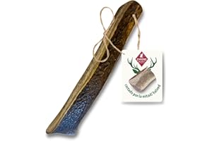 ChronoBalance-S Asta de Ciervo para Perros Partido por la Mitad, 100% Natural, Snack para el Cuidado Dental, Juguete para Perros, Huesos sin químicos, Conjunto de 1