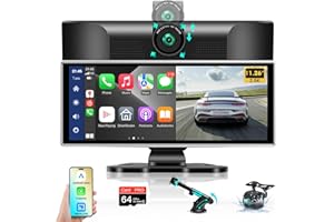 VTOPEK 2024 Upgrade 11.26'' Apple Carplay Android Auto with Dash Cam Wireless Car Play Screen for Car Radio 2.5K Front & 1080P Rear Camera, Support Mirror Link Voice Control Navigation Dual Bluetooth AUX FM