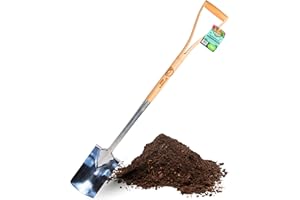 Growers Own Stainless Steel Garden Border Spade with Strong Ash Wood Handle – Heavy Duty Garden Spade for Precise Digging, Edging & Transplanting. Digging Tool for Beginners & Professional Growers