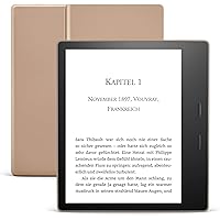 Kindle Oasis, Leselicht mit verstellbarer Farbtemperatur, wasserfest, 32 GB, WLAN, Gold + Kindle Unlimited
