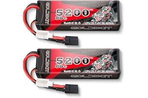 GOLDBAT 2S LiPo Battery 5200mAh 7.4V 80C LiPo RC Battery Hard Case with Tracxas Plug for RC Truck RC Truggy RC Heli Airplane Drone FPV Racing (5200 2S 80C-2PACK)