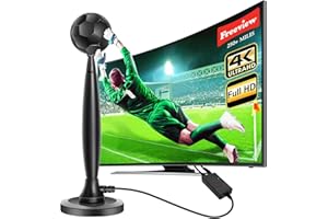 FADISH TV Aerial - Indoor TV Aerial 250+ Miles Range- Digital Freeview TV Aerial with Amplifier Signal Booster - TV Atenna Indoor Support VHF/UHF/DAB Radio/4K/1080P and All TV