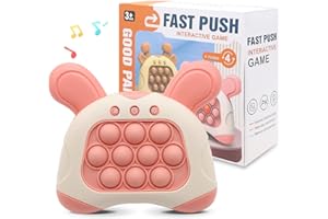 AIPINQI Pop Game Light Up Fidget Toy, Quick Push Game Console, Whack a Mole Game, Decompression Breakthrough Puzzle Pop Game Machine, Multiple Game Modes Toy for 3+ Years (pink)