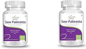 Nature's Velvet Saw Palmetto 160mg with Biotin for Prostate and Hair growth, 60 Tablets (Buy 1 Get 1 Free)