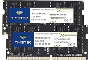 Timetec 32GB Kit (2x16GB) DDR4 3200MHz (DDR4-3200) PC4-25600 Non-ECC Unbuffered 1.2V CL22 2Rx8 Dual Rank 260 Pin SODIMM para AMD e Intel Gaming Laptop Notebook PC Computer Memory RAM Module Upgrade
