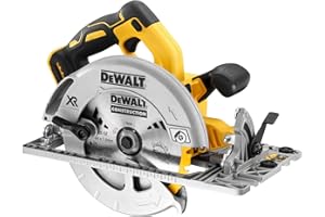 DEWALT Scie circulaire XR 18V Brushless 184mm – Sans fil, 58mm de coupe, compatible rail de guidage, LED & coffret TSTAK – Machine nue DCS572NT-XJ